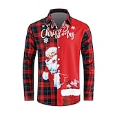 olcso Ingek-Karácsony Hosszú ujjak Gombos ing Mikulás Grafikus Újdonságok Vicces mert Férfi Felnőttek 3D nyomtatás mert Karácsony Farsang Újév Parti