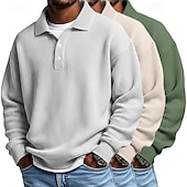preiswerte Klassisches Poloshirt für Herren-Herren Waffel-Poloshirts Textur Formell Geschäft Klassisch Langarm Mode Einfarbig Einfach 3 Teile Mehrfachpackung Herbst Frühling &amp; Herbst Ganzjahres Lässiger Schnitt 1# 2# 3# 4# 5# 6#
