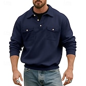 economico Felpe di base-Per uomo Maglia Felpa con cappuccio Maglione Felpa con cappuccio abbottonata Blu denim Nero Verde militare Blu marino Grigio chiaro Bavero Semplice Tasca Sport &amp; Outdoor Casuale Quotidiano Streetwear