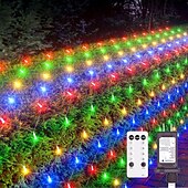 economico Strisce LED-Set di luci a rete collegabili 3 in 1 per interni ed esterni, luci decorative per Natale, Capodanno, matrimonio, atmosfera festiva, telecomando a 13 tasti, tensione di sicurezza 31 V, 1,5 * 1,5 m - 96