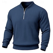 halpa Peruspuserot-Miesten College Vakosametti Pullover-huppari Aja sivuun Quarter vetoketjullinen collegepaita Aprikoosi Valkoinen Rubiini Laivaston sininen Tumman vihreä Pystykaulus Tavallinen Textured Urheilu ja