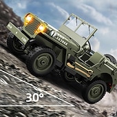 זול בקרות רדיו ומזלט"ים-רכב צבאי RC לאסף - ג'יפ וויליס צבאי בסגנון שלט רחוק - דגם מפורט לחובבים וילדים מתנה לחג המולד