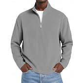 cheap Men's Classic Polo-Men's Corduroy Shirt Textured Casual Outdoor Quarter Zip Long Sleeve Fashion Modern Solid Color Warm Corduroy Fall Spring &amp;  Fall Fall &amp; Winter Regular Fit Blue Dark Red Black Navy Blue Green Khaki