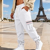 economico Carico-Per uomo Pantaloni da tuta Pantaloni in Pile Joggers Pantaloni Pantaloni invernali Coulisse Tasca Elastico in vita Patchwork Comodità Caldo Sport all'Aperto Quotidiano Moda Casual Nero Bianco