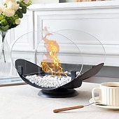 baratos Equipamento de Camping-lareira de mesa portátil, lareira a bioetanol sem fumaça, queima limpa, fogueira, lareira sem ventilação, vidro, para salas &amp;cadeiras, decoração elegante