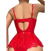 economico Regali-Set Babydoll Lingerie Teddy Bodysuit Collant a Rete con Accessori Donne Lingerie in Rete e Pizzo Elegante Indumento Notturno Adulti Casa Vestire Regalo di San Valentino per Lei