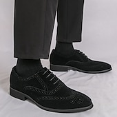 ieftine Brogue pantofi-Pantofi de mireasă brogue maro închis pentru bărbați, din piele ecologică – pantofi de mireasă clasici și sofisticați pentru miri