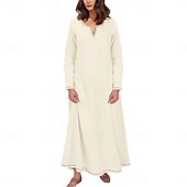 Χαμηλού Κόστους Φορέματα-γυναικεία μεσαιωνική ποδιά βίκινγκ φόρεμα με δεμένη πλάτη τουνίκ σετ φόρεμα 2 τμχ για larp ren faire αποκριάτικο φόρεμα για πάρτι της αναγέννησης