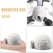 cheap Collectible Figurines-10-Piece Mini Arctic Igloo and Evergreen Tree Figurine Set, Plastic Mini Shelters with Snow-Covered Trees, Mushroom-Themed Garden Decoration Toys, Perfect for Desktop and Bookshelf Displays