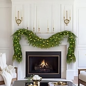 preiswerte LED Lichterketten-Neue 1,5M 1,8M 2,7M Norfolktanne Girlande für Dekorationen LED Lichterkette Künstliche Party-Girlande mit Lichtern für Innendekoration Urlaub Beleuchtung AA-Batteriebetrieb