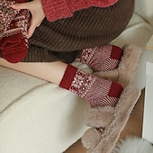 Недорогие Носки-Women's Crew Socks Thick Winter Warm Socks Christmas Outdoor Holiday Plaid Polyester Basic Classic Casual Elastic Warm 1 Pair