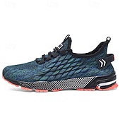 ieftine Adidași casual-Adidași sport albaștri pentru bărbați, din plasă, cu partea superioară respirabilă din tricot și talpă absorbantă de șocuri, pantofi sport ușori pentru sală, antrenament și purtare zilnică