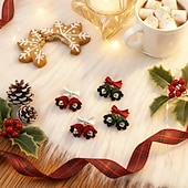 economico Anelli da donna-orecchini a campana di Natale in velluto con fiocchi rossi e verdi – gioielli festivi per le feste