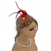 abordables Fascinateurs-Fascinators Perle Tissu Chapeau Fedora Formel Mariage Noël Fête du thé Course de Chevaux Élégant ancien Avec Plume Casque Couvre-chef