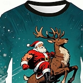 billiga Barnens jultröjor-Jul Pojkar 3D Grafisk jultomten Dinosaurie T-shirt Långärmad Vår Höst Mode Grundläggande Barn 4-12 år Rund hals Utomhus Ledigt Dagligen Normal