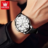 cheap Quartz Watches-The New Olevs Brand Men&#039;S Business Watch With Luminous Small Three Hands Moon Phase Display Multi-Functional Chronograph Three-Eye Casual Waterproof And Fashionable Quartz Watch Men&#039;S Sports Wrist