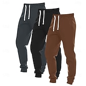 お買い得  ジョガーズ-男性用 スウェットパンツ ジョガー ズボン カジュアルパンツ ドローストリング 伸縮袖口 マルチパック 平織り 履き心地よい ウォーム 全長 アウトドア カジュアル 日常 クラシック ベーシック ブラック+ネイビーブルー+ライトグレー ブラック＋ライトグレー＋ダークグレー