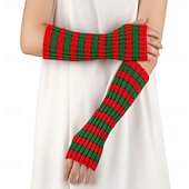 cheap Gloves-Women's 1 Pair Half Finger / Knitted Gloves Streetwear / Outdoor Gloves - Striped Print