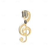 cheap Pins and Brooches-Brooches Classic Retro Music Notes Fashion Personalized Simple Trendy Brooch Jewelry Gold For Wedding Party Gift Engagement Prom Festival