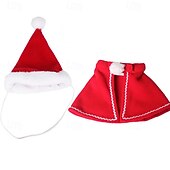 billiga Djurkostym-Jultomtehatt och halsduk för husdjur - justerbar julkostym för hundar, katter, valpar, kattungar - festlig röd &amp;vit outfit