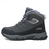 voordelige Winter- en sneeuwlaarzen-beige en zwarte waterdichte wandelschoenen voor heren met antislipzool en warme voering, outdoor trekkingschoenen voor winterkamperen en bergavonturen