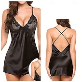 baratos Presentes-Camisola Babydoll Lingerie Vestido de Malha e Renda Roupa Noturna Fancy para Adultos Novo Ano Festa de Casa Presente de Dia dos Namorados para Ela
