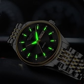 ieftine Ceasuri Quartz-Două ceasuri noi și la modă cu cuarț pentru cupluri - carcasă din oțel inoxidabil, rezistență la apă IPX7, calendar dublu luminescent, dată și afișaj duminică/luni, curea din aliaj - cadou ideal