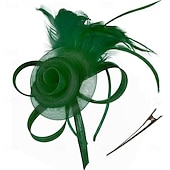 abordables Fascinadores-Fascinators Plumas Sombrero de fieltro cóctel Boda Fiesta de Té Carrera de caballos Elegante Vintage Con Pluma Celada Sombreros