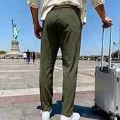 economico Gamba Dritta-Per uomo Pantaloni da tuta Pantaloni Pantaloni della tuta a gamba dritta Coulisse Tasca Elastico in vita Semplice Comodità Sport all'Aperto Quotidiano Moda Casual Verde militare Nero Micro-elastico