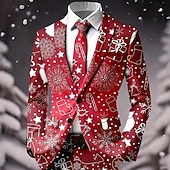 abordables Atuendo para escena navideña-Hombre chaqueta Abrigo Navidad Casual Casual / Diario Casual Otoño invierno 100% Poliéster Copo Impresión 3D Botones Mantiene abrigado Cómodo Botonadura Simple Chaqueta de sport A B C D