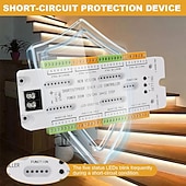 cheap Lamp Bases &amp; Connectors-32 Channel Motion Sensor LED Stair Controller Automatic Staircase Lighting Controller Short Circuit Proof Stairway Step Light Controller Adjustable Brightness for Indoor Under Stair Lighting DC12-24V