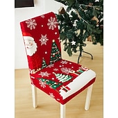 cheap Dining Chair Cover-1/2/4PC/6PC Christmas Milk Silk Printed Chair Cover – Decorative, Anti-Slip &amp; Dustproof Slipcover, Soft Stretch Fabric for All Seasons