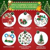 Χαμηλού Κόστους Ημερολόγιο έλευσης-Ημερολόγιο έλευσης χριστουγεννιάτικων δέντρων με δομικά στοιχεία με φως LED, ημερολόγιο αντίστροφης μέτρησης για χριστουγεννιάτικο κουτί δώρων, δομικό στοιχείο 24 ημερών για παιδιά ενηλίκων