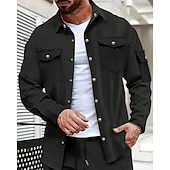 preiswerte Herrenhemd zum Knöpfen-Herren Hemd Sommerhemd Freizeithemd Knopfhemd Schwarz Weiß Gelb Rosa Wein Langarm Einfach Revers Urlaub Hawaiianisch Tasche Bekleidung Polyester Mode Lässig Bequem