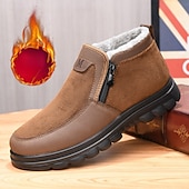 حذاء شتوي رجالي سهل الارتداء من الجلد الصناعي مع بطانة من الصوف - حذاء مريح ودافئ للطقس البارد والنزهات غير الرسمية رخيصةأون أحذية الشتاء والثلوج-حذاء شتوي رجالي سهل الارتداء من الجلد الصناعي مع بطانة من الصوف - حذاء مريح ودافئ للطقس البارد والنزهات غير الرسمية