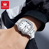 abordables Montres à quartz-Montre homme Olevs 5661, montre à quartz carrée originale, étanche, lumineuse, semaine, date, montres de sport