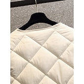 billige Quiltede dunjakker-Dame Vattert jakke Bekvem Pustende Lomme Knapper Fritid عادي Feriereise Gate Avslappet Dagligdagstøy Enkeltkneppet Kort Crewneck Normal Langermet Yttertøy Svart Hvit kaffe Vår Høst