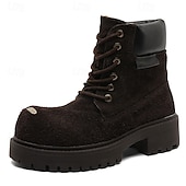 economico Stivali da lavoro-Per uomo Stivali Stivali da Lavoro Camminata Vintage Quotidiano PU Aumento Altezza Confortevole Stivali a Metà Polpaccio Allacciatura Tessuto almond Marrone scuro Nero Autunno Inverno