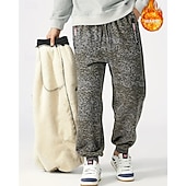 voordelige Joggingbroek-Voor heren Joggingbroeken Fleece broek Jogger Broek Winter broek Trekkoord Zak Elastische taille Effen Comfort Warm Buitensporten Dagelijks Modieus Casual Zwart Blauw Micro-elastisch