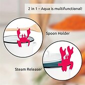 abordables Ustensiles et gadgets de cuisine-Repose-ustensiles en silicone en forme de crabe, support de cuillère en forme de crabe, clip de support d'ustensiles de cuillère résistant à la chaleur, support d'ustensiles de gril de cuisine, repose-cuillère en silicone pour cuisinière, cadeaux de cuisi