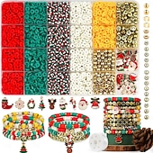 cheap Beading Making Kit-Christmas Beads for Jewelry Making Charms Clay Beads for Bracelet Necklace Making DIY Crafts Holiday Polymer Letter Bead Kit Handmade Jewelry Bracelet Craft Accessories Gift