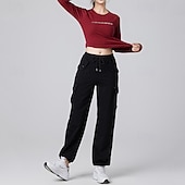 preiswerte Lauf-T-Shirts &amp; Tanktops-Damen Einfarbig Lauf-T-Shirt Fitnessshirt Sporttop Frühling Herbst Langarm Athleisure Baumwolle Warm Weich Atmungsaktiv Fitnessstudio Wandern Laufen Training Yoga Weinrot Schwarz Weiß Sportbekleidung