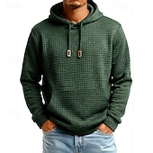 preiswerte Einfache Sweatshirts-Herren Kapuzensweatshirt Waffle Kapuzensweatshirt Pullover Kapuzensweatshirt Aprikose Weinrot Schwarz Weiß Marineblau Mit Kapuze Einfach Kängurutasche Strukturiert Sport &amp; Outdoor Lässig Täglich