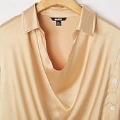 levne Pánské saténové košile-Pánské Košile Hedvábí jako Saténová košile Košile pro volný čas Bez vzoru Formální Svatební Černá Fialová Námořnická modř Zlatá Dlouhý rukáv Nabíraný krk Jaro &amp; podzim Celý rok Oblečení Nabírané šaty