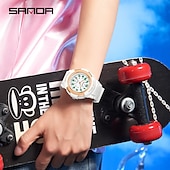 abordables Montres à quartz-Montre à quartz pour femmes et hommes SANDA grand cadran montre de sport à la mode montre lumineuse étanche en silicone