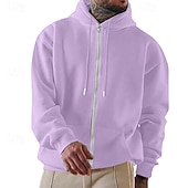 cheap Fleece Hoodie-Men's Hoodie Full Zip Hoodie Pullover Hoodie Sweatshirt Fleece Hoodie Wine Red Hooded Plain Zipper Casual Daily Sports &amp; Outdoor Streetwear Cool Sportswear All Seasons Clothing Apparel Hoodies