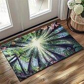 cheap Doormats-Forest Sunlight Doormat For Entryway Soft Non-Slip Machine Washable  Faux Cashmere Nature Tree Canopy Design Front Door Carpet Entryway Rug, Phoenix Redwoods by Dakota Daetwiler