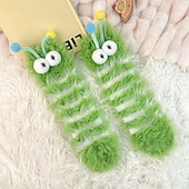 billiga Hemma kläder-Unika och roliga fula strumpor, fluffiga monsterstrumpor för kvinnor, mjuka plyschiga vinterstrumpor med aliendesign och 3D-ögon och leende, mysiga, pälsiga tofflor för hemmet eller present