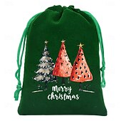 tanie Pakowanie prezentów-7 dużych świątecznych torebek ze ściągaczem - Święty Mikołaj, Wesołych Świąt, czerwony &amp;Zielone upominki na przyjęcie świąteczne z zamknięciem na sznurek, idealne do przechowywania prezentów na Boże