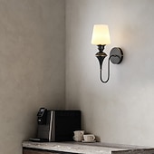 levne Vnitřní nástěnná světla-nástěnné svítidlo s geometrickým matným skleněným stínidlem vhodné pro LED/žárovky/zářivky - 3 žárovky, černé
